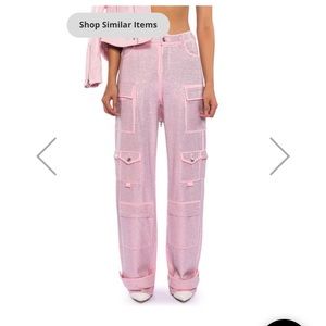 AMMO BONNE SOIREE RHINESTONE CARGO PANTS IN PINK
